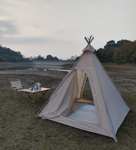 Tenda da campeggio Teepee in tela leggera impermeabile, tenda da campeggio piramide tre stagioni (Beige, <span class=keywords><strong>2.2</strong></span>*2.2M) - Product Image 4
