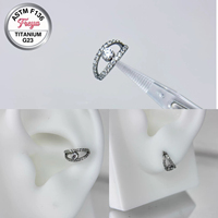Cincin Hidung Zirkon Lapis Ganda ASTM F136 Septum Clicker Perhiasan Tindik Telinga Titanium G23 Anting Titanium Hoop Nose Stud