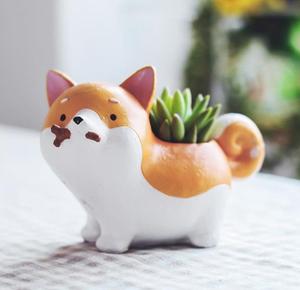 Resina Roogo home vendita all'ingrosso carino bassotto cucciolo forma di animali da compagnia in miniatura giardino di fiori <span class=keywords><strong>piante</strong></span> succulente vaso di fiori - Product Image 2
