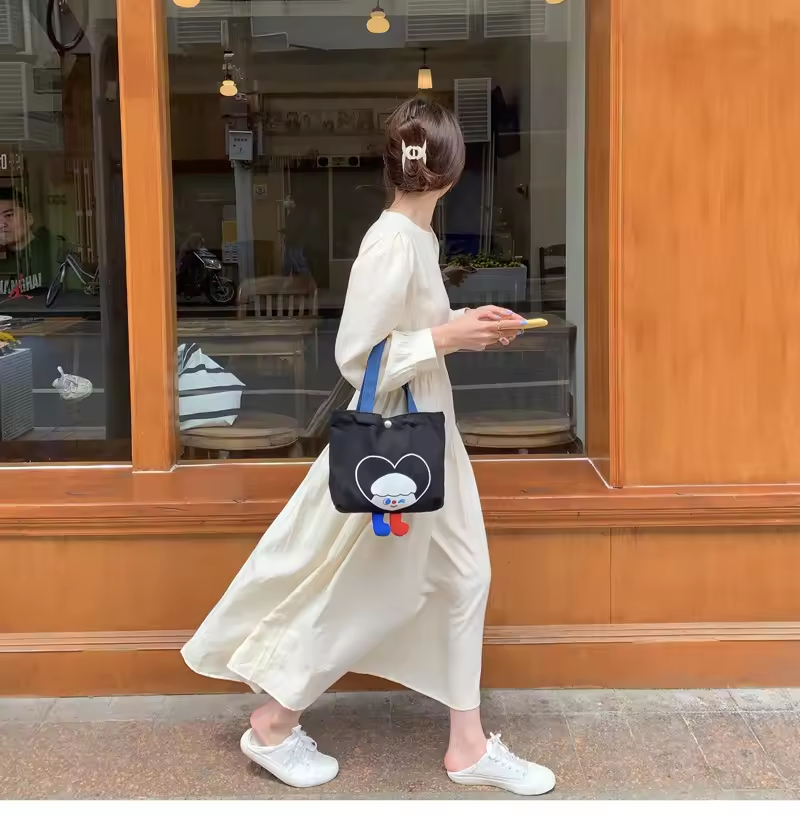 personalized logo plain tote bag cotton canvas shoulder custom canvas beach cotton black and white canvas tote vest bag