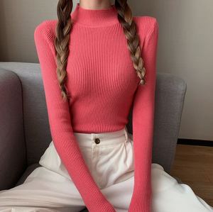 Novo Suéter Feminino de Tricô com Gola Alta, Manga Longa, Cor Sólida, Ajustado e Casual - Product Image 5