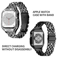 Couverture de montre à monture ultra métallique pour femmes, acier inoxydable cristal, bracelet de montre intelligente série 8 pour bracelets Apple 49mm, bracelets de montre de luxe