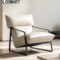 Fauteuil individuel de salon de haute qualité, semi-rembourré en cuir, avec structure métallique, fauteuil d'appoint