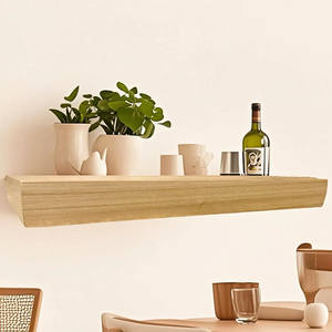 סלון עץ-פתרון אחסון רכוב קיר מדף צף כפרי עם תא סודי נסתר - Product Image 4