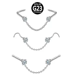 Direkt vertrieb des Herstellers von Human Piercing Jewelry G23 Titanium Chain Claw Zircon Nose Nail