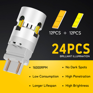 Faro LED 3157 Switchback Bicolore 28W con Ventola 3157A 3057 4157, Resistori Integrati, Lampadina per Indicatore di Direzione, Stop e <span class=keywords><strong>Luce</strong></span> Posteriore - Product Image 5