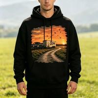 Hoodie Streetwear Retro yang Dapat Dikustomisasi, terbuat dari katun dengan grafis yang dicetak dengan teknik DTF Heat.
