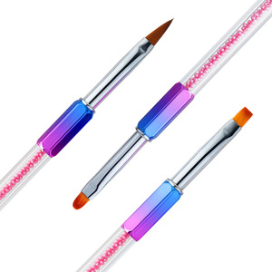 Pennello Professionale Qianya per Nail Art con Logo Personalizzato, Manico Sfumato Colorato in Nylon e Perla <span class=keywords><strong>Rosa</strong></span> - Product Image 3