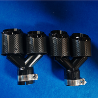Punta de escape de coche de doble capa de aluminio y fibra de carbono de 4 pulgadas, silenciador trasero negro brillante, estilo de actualización fácil de instalar