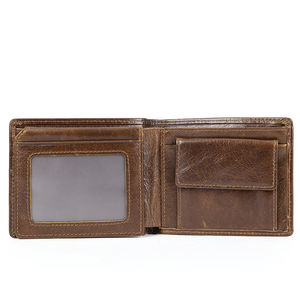 Мужской кошелек RFID из натуральной кожи с 14 отделениями для карт, короткий складной кожаный бумажник, кошелек с зажимом для денег для мужчин, 7313 - Product Image 4