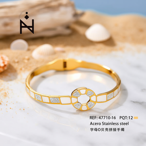 Angelina O-Shaped Seashell <b>Bracelet</b> Stainless Steel Gold Plated Women's Fashion Jewelry Gift - Product Image 2