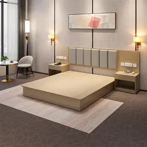 Simple Design An Wood Color Middle Backrest Bedroom Apartment Furniture With Wood Legs