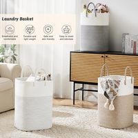 Panier à linge en corde de coton tressée, panier à linge avec compartiments, 60L, rangement polyvalent pour vêtements sales