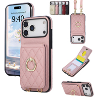 Étui portefeuille Premium pour iPhone 17 Pro avec cordon tour de cou, sangle bandoulière et anneau de maintien en cuir PU pour iPhone 17 Pro Max