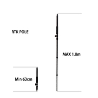 Pértiga telescópica de aluminio para topografía RTK de 0.63-1.8m con nivel de burbuja para receptor GNSS