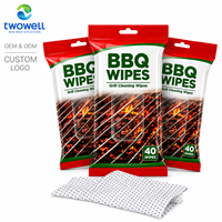 Lingettes jetables Twowell extra larges pour barbecue, lingettes de nettoyage de cuisine pour l'élimination des graisses tenaces, pour plaque de cuisson