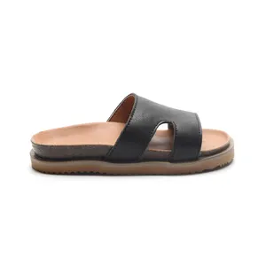 Custom Made Cork Slide Indoor Outdoor Footwear Slipper Genuine Leather Plain Sandals For Kids Shoes