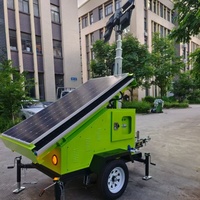 Remorque solaire à LED pour interventions d'urgence avec mât de 7m/9m, poste de commandement mobile, caméras sans fil, kit de gestion des crises