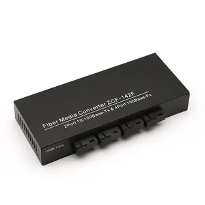 Transceptor de interruptor de fibra Ethernet rápido 4SC 2RJ45 UTP convertidor de medios ópticos 10/100M 1310nm 1550nm SC 25KM red FTTH