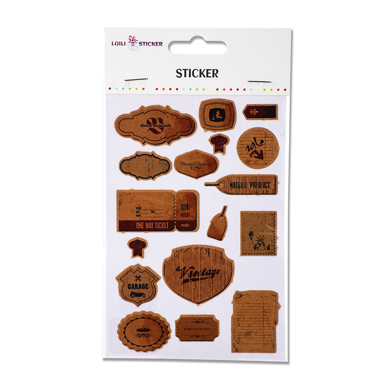 Wholesale Eco-Friendly Self-Adhesive Customized Patterned Kraft Paper Stickers For Embellishing Journal Covers Gift Tags Decor