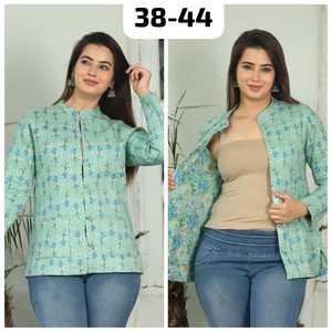 เสื้อแจ็คเก็ตผู้หญิงสีดำแบบกลับด้านได้ ผ้าฝ้ายพิมพ์ลายชาติพันธุ์ ทันสมัย อุ่นสบายสำหรับฤดูหนาว - Product Image 1