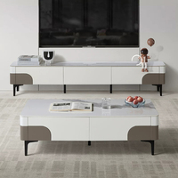 Ensemble de meuble TV moderne en bois de luxe et table basse rectangulaire avec rangement, meubles de salon élégants et uniques, design décoratif