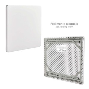 Tavolo Pieghevole Quadrato in HDPE 86x86x74 cm. Colore Bianco - Product Image 3