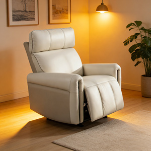 Sofá Seccional Extensible de Cuero Genuino Moderno con Reclinación Eléctrica y Reposacabezas Eléctrico, Mueble de Sala con Estructura de Madera - Product Image 5