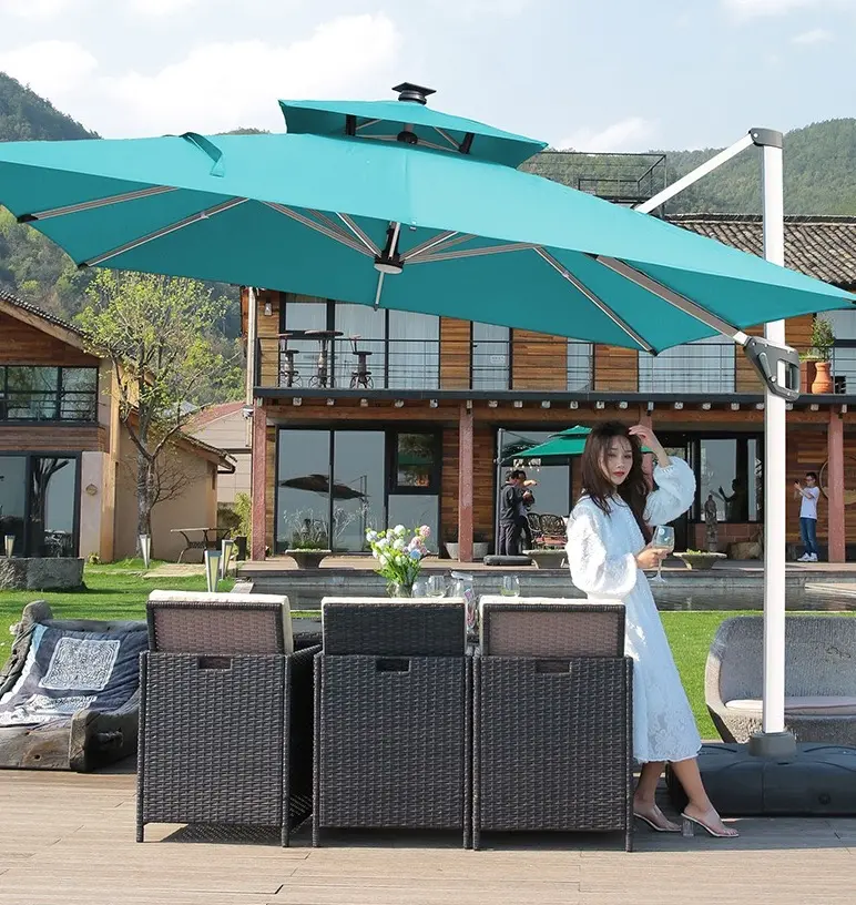 comfort patio umbrella with led solar solar umbrella fan for Bistro set