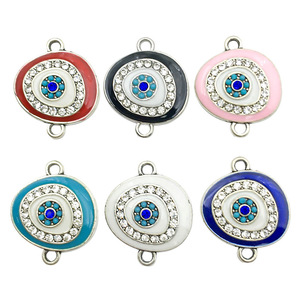 Pendentif œil porte-bonheur ovale en zircone cubique, accessoires de bijoux DIY, composants en alliage multicolores pour projets créatifs - Product Image 5