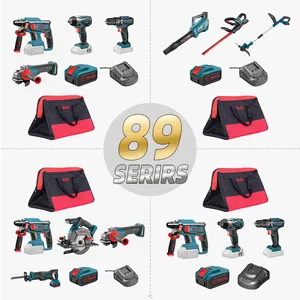 Ronix Professional 89 series Electric Power Tool Combo Kit 20v Brushless Cordless Drill Power Tool Set with Tool Bag