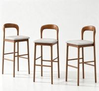 Chaise de bar moderne en bois empilable, légère, durable, écologique, stable, avec accoudoirs en fer et bois, pour usage commercial, maison, bureau, hôtel