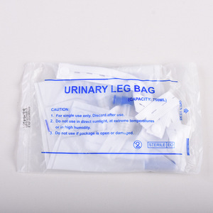 Disposable <b>leg</b>-strap drainage bag, 750ml, for home use, with cross-shaped fixation straps to prevent backflow. - Product Image 1