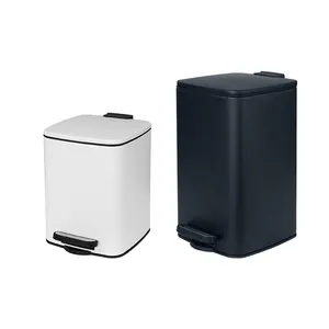 New Household Stainless Steel Mini Square Trash Bin 6 Liter Foot Pedal Trash Can For Bathroom