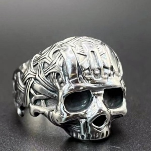 Wholesale Ready to Ship Stainless Steel Biker Skull Silver <b>Rings</b> for Men Jewelry Supply Casting Skeleton Finger <b>Ring</b> - Product Image 4