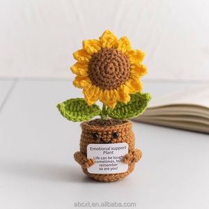 Planta en Maceta Tejida a Mano de Tulipán, Margarita, Lirio y Girasol, para Ocasiones Positivas, Día de San Valentín, con Tarjeta - Product Image 6