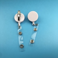 Porte-carte d'identité rétractable blanc à surface plate de 32mm, badges mignons avec pince crocodile