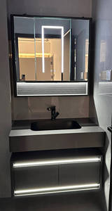 Meuble-lavabo mural moderne <span class=keywords><strong>de</strong></span> haute qualité <span class=keywords><strong>avec</strong></span> vasque en céramique simple/double et <span class=keywords><strong>miroir</strong></span>, idéal pour les hôtels, indéformable - Product Image 5