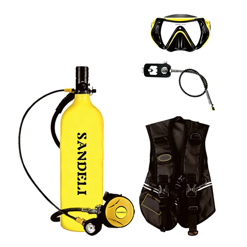 SANDELI SD-X5000D 2L mini dalış tüpü dalış maskesi ile dalış oksijen silindiri kiti + maske + taşınabilir çanta + ölçer adaptörü