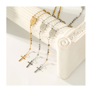<span class=keywords><strong>Collana</strong></span> croce di gesus <span class=keywords><strong>collana</strong></span> con catena di preghiera a catena cattolica religiosa in acciaio inossidabile - Product Image 1