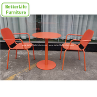 Ensemble de table ronde et chaises en aluminium pour terrasse de café, restaurant ou espace extérieur - Mobilier de jardin en métal