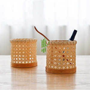 Handwoven Bamboo Rattan <b>Pen</b> <b>Holder</b>, Natural <b>Desk</b> Organizer <b>for</b> Office, Home Decor and Makeup Brush Storage - Product Image 4