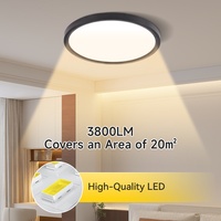 Plafonnier LED rond moderne ultra-fin blanc et noir à CCT variable pour maison et bureau