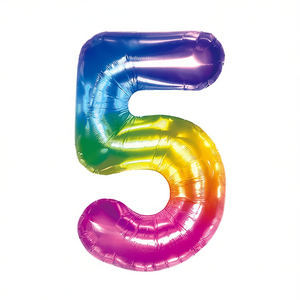 Party Love Number 5 <b>Balloon</b> 100cm Multicolor Foil Birthday Party <b>Decoration</b> - Product Image 3