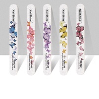 Lime à ongles en bois en forme de couteau papillon, double face, ultra-fine, multi-grains, polissoir de manucure pour ongles naturels et artificiels