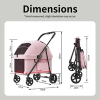 Poussette pour chien pliable légère à 4 roues, chariot pour animaux de compagnie en tissu Oxford respirant et durable, conçue pour une utilisation en extérieur, compatible avec les voitures