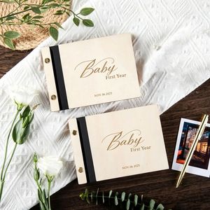 Regali per Baby Shower, Album Fotografici in Legno Moderni Incisi, Libro dei Ricordi del Primo Anno del Bambino OEM - Product Image 2
