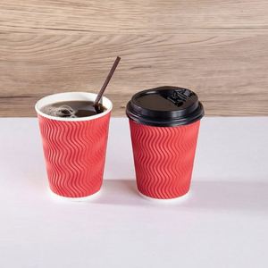 Eco Friendly Compostable <b>Double</b> <b>Wall</b> 8-24Oz Paper <b>Cups</b> With Black Lids for Takeaway <b>Coffee</b> Wine & Tequila - Product Image 4