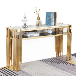 Factory Directly Console TV Table Nordic Style Stable Structure Hallway Table Post-modern Marble Stainless Steel Entry Table