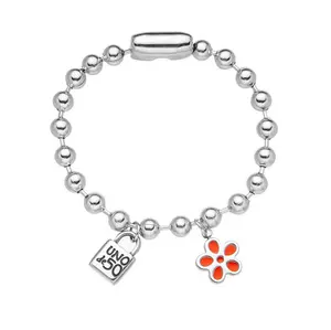 Love Heart Key Bangles de 50 Bracelets Beads Fashion Women joyeria N O Jewelry top quality 316L link chain lock Flower Enamel U
